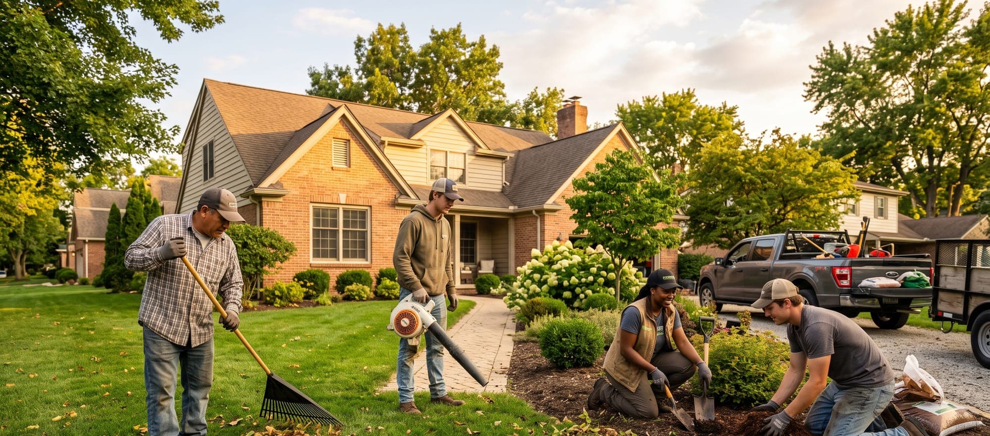 Joe's Lawn Care crew on a job site