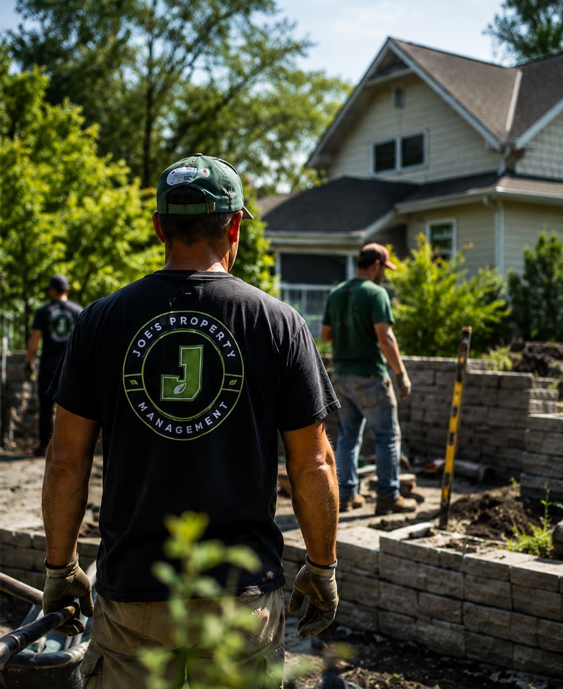 Joe's crew member overseeing an active outdoor construction project